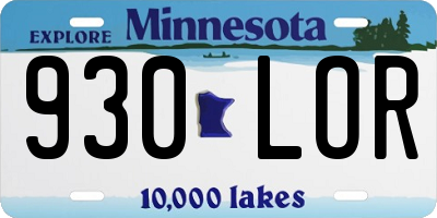 MN license plate 930LOR