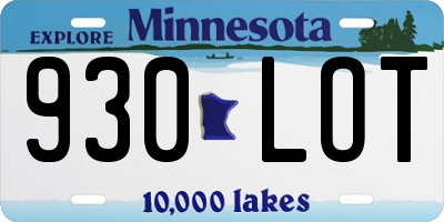 MN license plate 930LOT
