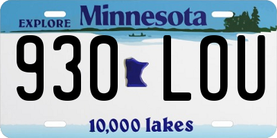 MN license plate 930LOU