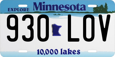 MN license plate 930LOV