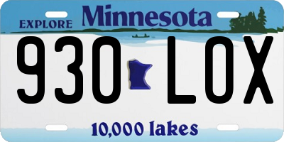 MN license plate 930LOX