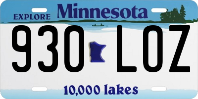 MN license plate 930LOZ