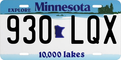 MN license plate 930LQX