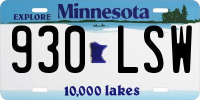 MN license plate 930LSW