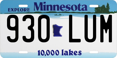 MN license plate 930LUM