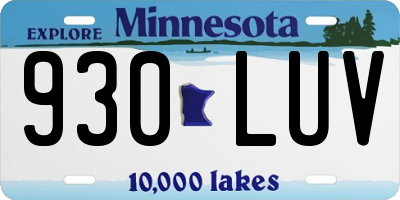 MN license plate 930LUV