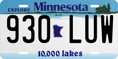 MN license plate 930LUW