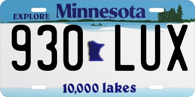 MN license plate 930LUX