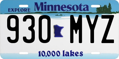 MN license plate 930MYZ