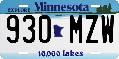 MN license plate 930MZW