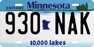 MN license plate 930NAK