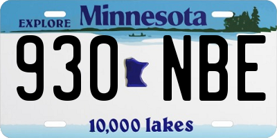 MN license plate 930NBE