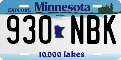 MN license plate 930NBK