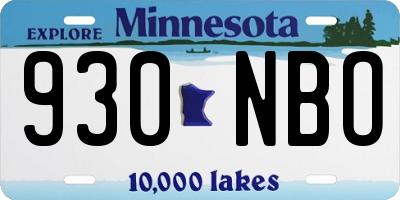 MN license plate 930NBO