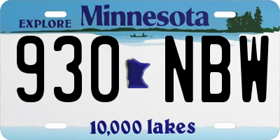 MN license plate 930NBW