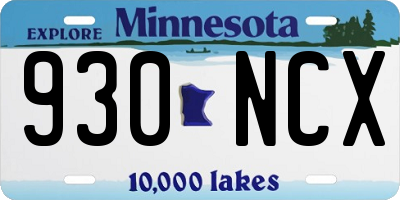MN license plate 930NCX
