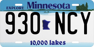 MN license plate 930NCY