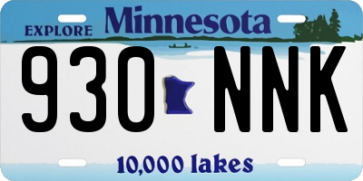 MN license plate 930NNK