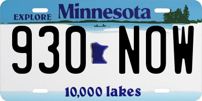 MN license plate 930NOW
