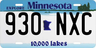 MN license plate 930NXC