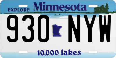 MN license plate 930NYW