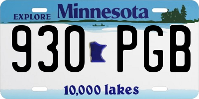 MN license plate 930PGB