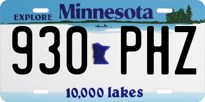 MN license plate 930PHZ