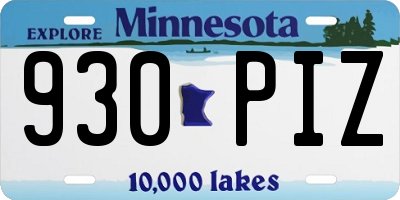 MN license plate 930PIZ