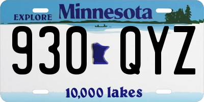 MN license plate 930QYZ