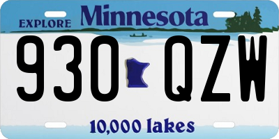 MN license plate 930QZW