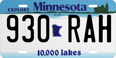MN license plate 930RAH