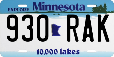 MN license plate 930RAK