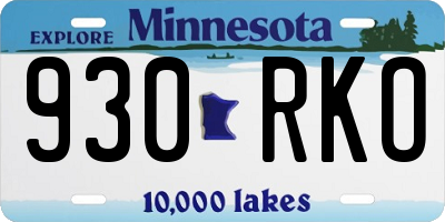 MN license plate 930RKO