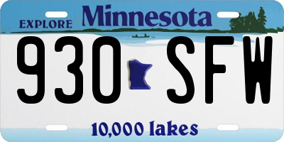 MN license plate 930SFW
