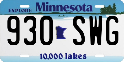 MN license plate 930SWG