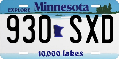 MN license plate 930SXD