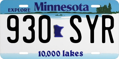 MN license plate 930SYR
