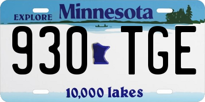 MN license plate 930TGE