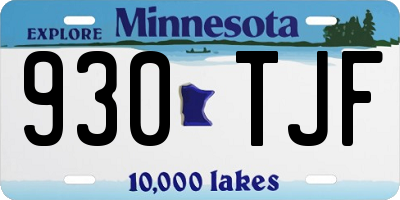 MN license plate 930TJF