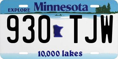 MN license plate 930TJW