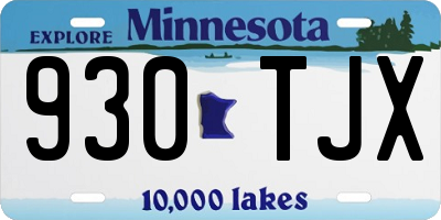 MN license plate 930TJX