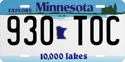 MN license plate 930TOC