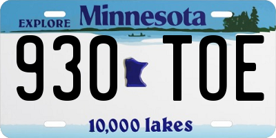 MN license plate 930TOE