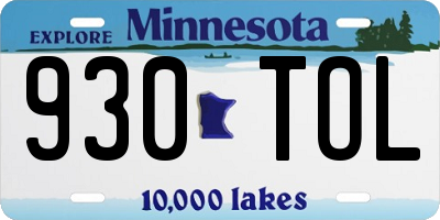 MN license plate 930TOL