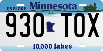 MN license plate 930TOX