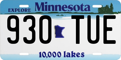 MN license plate 930TUE