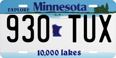MN license plate 930TUX