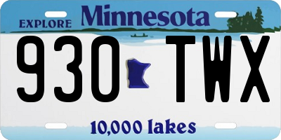 MN license plate 930TWX