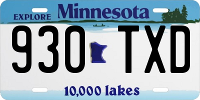 MN license plate 930TXD