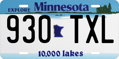 MN license plate 930TXL